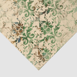 Herfstgroen & Beige Ephemera Patroon Tissuepapier