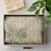 Herfstgroen & Beige Ephemera Patroon Tissuepapier (Geschenk)