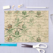 Herfstgroen & Beige Ephemera Patroon Tissuepapier (Craft)