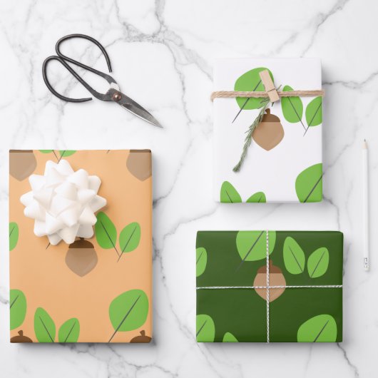 Herfstgroen Blad Herfsttijd  Inpakpapier Vel (Voorkant)