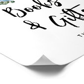 Herfstgroen blauwe pompoen boeken en cadeaus bord poster (Hoek)