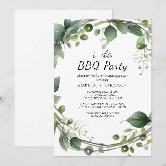 Herfstgroen "I Do BBQ" Verlovingsfeest Kaart (Voorkant / Achterkant)