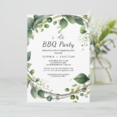 Herfstgroen "Ik doe BBQ" Verloving Feest Kaart (Staand voorkant)