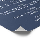 Herfstgroen | Navy Trouwdranken Menu Bord Poster (Hoek)