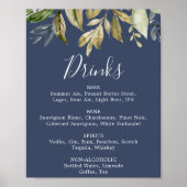 Herfstgroen | Navy Trouwdranken Menu Bord Poster (Voorkant)