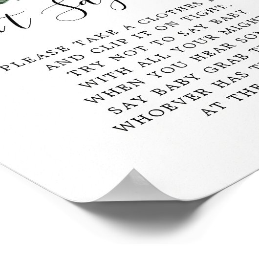 Herfstgroen Pompoen Niet Zeggen Baby Spel Bord Poster (Hoek)