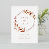 Herfstgroen Roze Goud Geometrisch Save the date Folie Uitnodiging (Staand Voorkant)