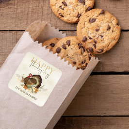 Herfstgroen Waterverf bladeren Thanksgiving Vierkante Sticker