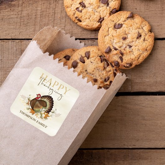 Herfstgroen Waterverf bladeren Thanksgiving Vierkante Sticker