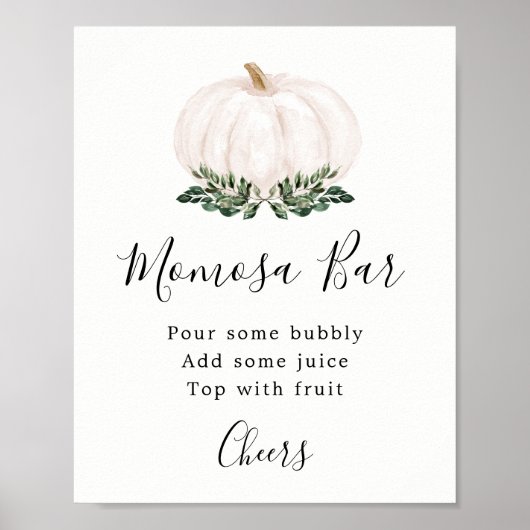 Herfstgroen Witte Pompoen Momosa Bar Bord Poster (Voorkant)