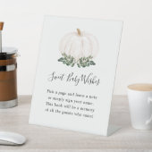 Herfstgroen Witte Pompoen Zoete Baby Wensen Reclamebord Met Voetstuk (Insitu)