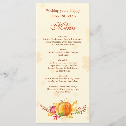 Herfstgroenten & Fruit Thanksgiving Flat Menu (Voorkant)