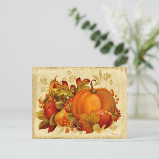 Herfstgroenten, vruchten en bloemen, nog steeds le briefkaart (Staand voorkant)