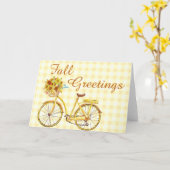 Herfstgroeten fiets kaart (Gele Bloem)
