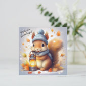 Herfstgroeten Schattigee rode eekhoorn Kaart (Staand voorkant)