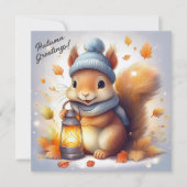 Herfstgroeten Schattigee rode eekhoorn Kaart (Voorkant)