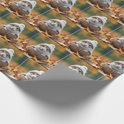 Herfsthamster in een walnootschelp cadeaupapier (Hoek)