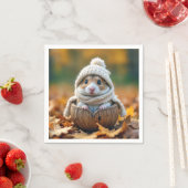 Herfsthamster in een walnootschelp servet (Insitu)