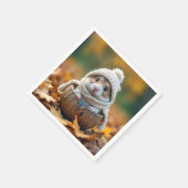 Herfsthamster in een walnootschelp servet (Hoek)