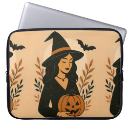 Herfstheks met pompoen | Halloween Laptop Sleeve