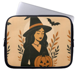 Herfstheks met pompoen | Halloween Laptop Sleeve