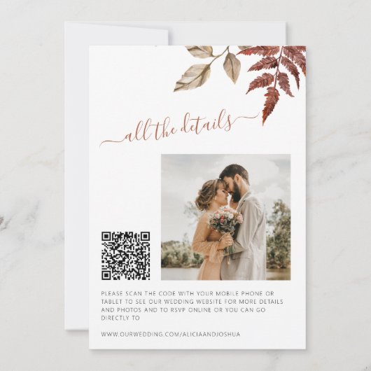 Herfstherfst laat alles achter in één QR-code brui Kaart (Achterkant)