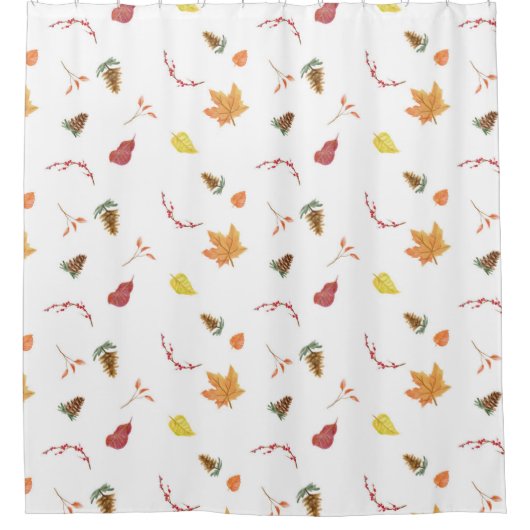 Herfstherfst laat Pinecone Sinaasappel rood Douchegordijn (Voorkant)
