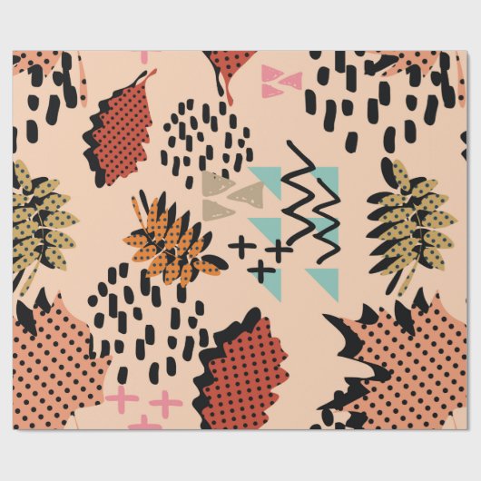 Herfstherfstblad van herfst en bladeren met geomet cadeaupapier (Vlak)