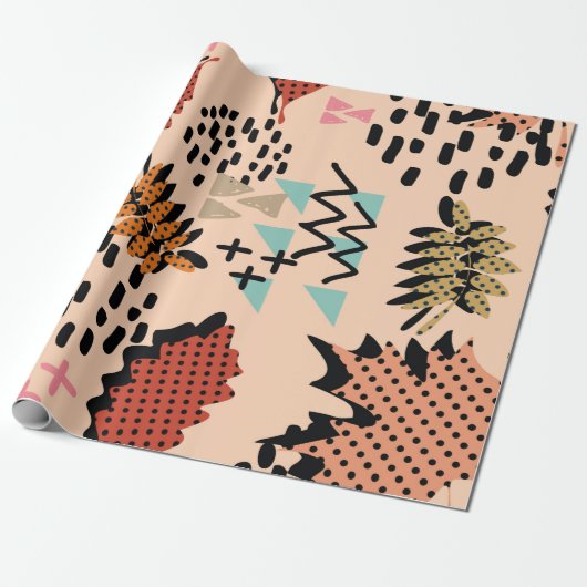 Herfstherfstblad van herfst en bladeren met geomet cadeaupapier (Uitgerold)