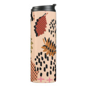 Herfstherfstblad van herfst en bladeren met geomet thermosbeker (Gedraaid links)