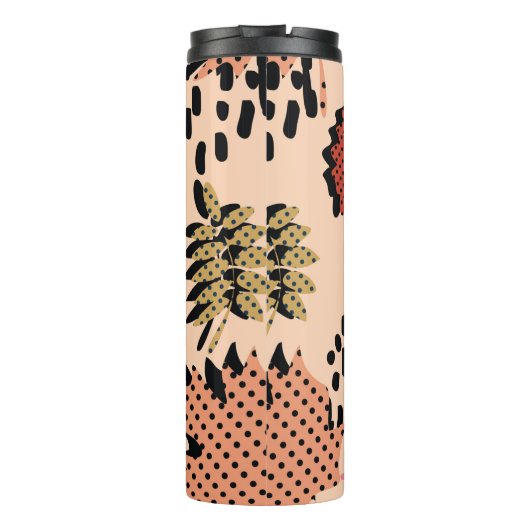 Herfstherfstblad van herfst en bladeren met geomet thermosbeker (Achterkant)