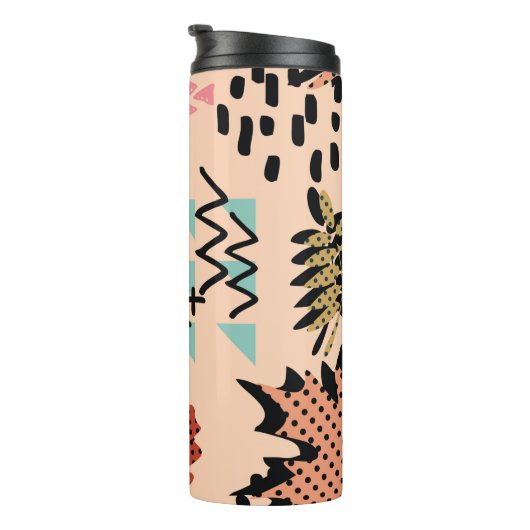 Herfstherfstblad van herfst en bladeren met geomet thermosbeker (Geroteerd rechts)