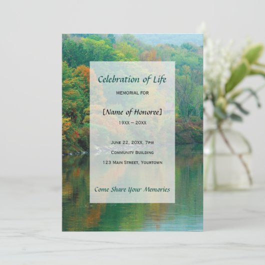 Herfstherfstmeer herdenkingsdag van het leven kaart (Staand voorkant)