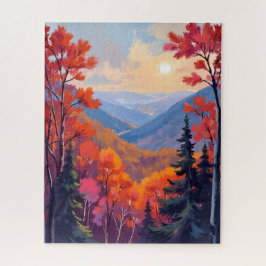 Herfstheuvels | Waterverf Bladeren Foliage Legpuzzel