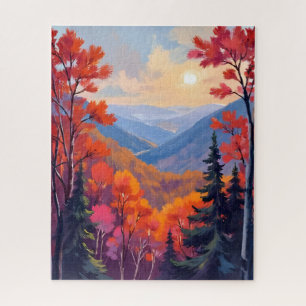 Herfstheuvels   Waterverf Bladeren Foliage Legpuzzel