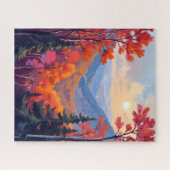 Herfstheuvels | Waterverf Bladeren Foliage Legpuzzel (Horizontaal)