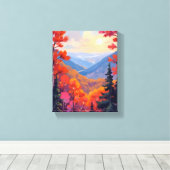 Herfstheuvels | Waterverf Bladeren Loof Canvas Afdruk (Insitu (Houten vloer))