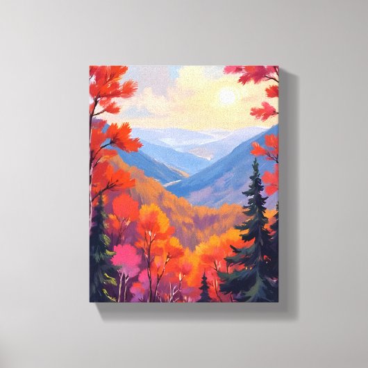 Herfstheuvels | Waterverf Bladeren Loof Canvas Afdruk (Voorkant)