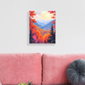 Herfstheuvels | Waterverf Bladeren Loof Canvas Afdruk (Insitu (Woonkamer))