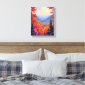 Herfstheuvels | Waterverf Bladeren Loof Canvas Afdruk (Insitu (Slaapkamer))