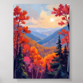 Herfstheuvels | Waterverf Bladeren Loof Poster (Voorkant)