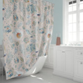 Herfsthortensia en pioenroos bloemenpatroon douchegordijn