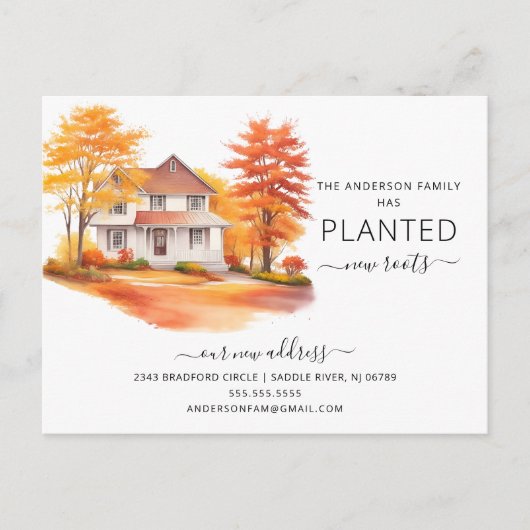 Herfsthuis Bewegende aankondiging Briefkaart (Voorkant)