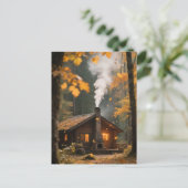  Herfsthuis Maple Sinaasappel Rode Tuinvijver Briefkaart (Staand voorkant)