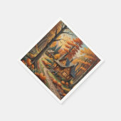 Herfsthut omgeven door pompoenen servet (Hoek)