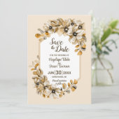 Herfstige Bloemige Trouwfeest Save The Date (Staand voorkant)
