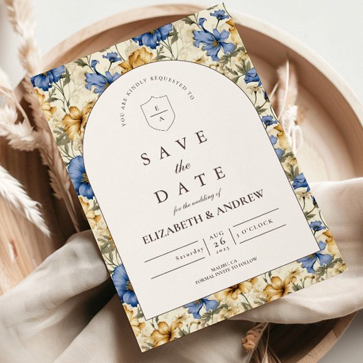 Herfstige botanische rustieke trouwdag save the date