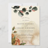 herfstige elegante bloemige bruiloft kaart (Voorkant)