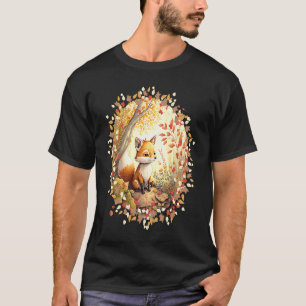 Herfstige speelse babyvos die in het bos dartelt t-shirt
