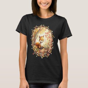 Herfstige speelse babyvos die in het bos dartelt t-shirt